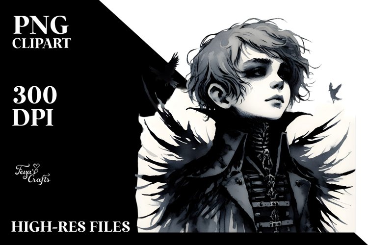 Watercolor Washed Gothic.Boy | Watercolor example image 1