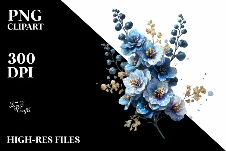 Glossy Delphinium | Sublimation | Clipart