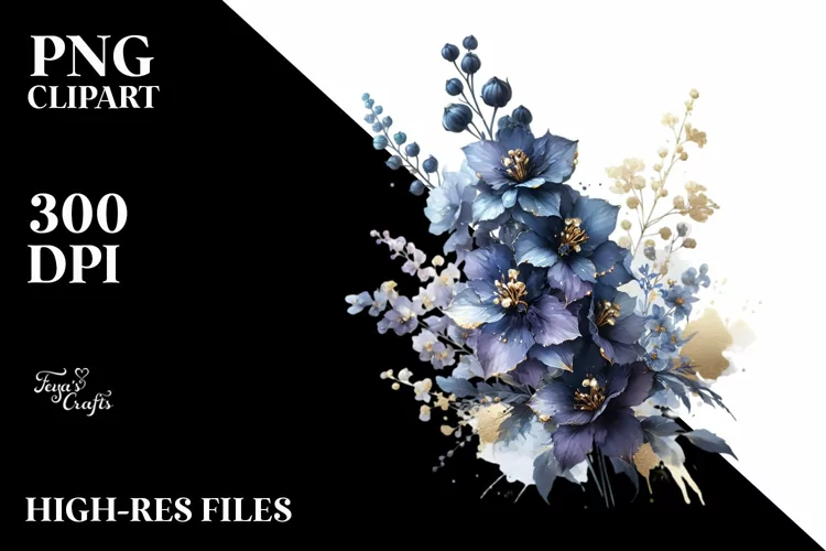 Glossy Delphinium | Sublimation | Clipart