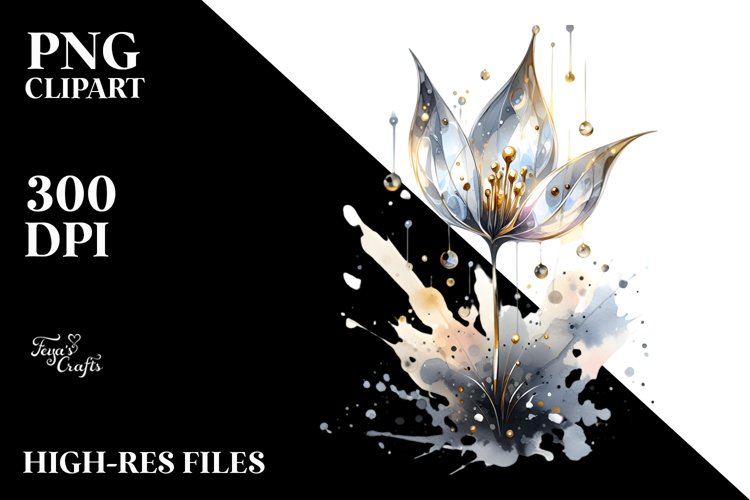 Abstract Shiny Snowdrop White Background Clipart example image 1