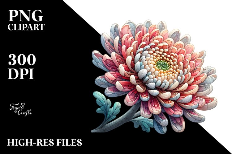 Wooden Stained Chrysanthemum | Sublimation Clipart