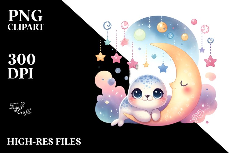 Baby Ribbon Seal Moon Stars example image 1