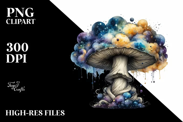 Mystical Mushroom Watercolor Splash