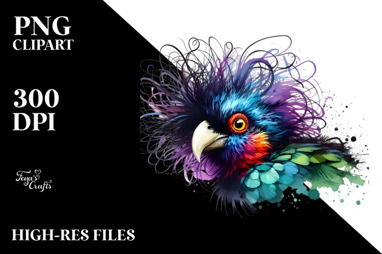 Vibrant Curassow with Crazy Hair | Sublimation | Clipart