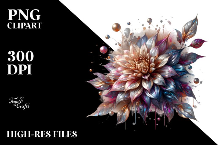 Abstract Shiny Dahlia Watercolor Splash example image 1