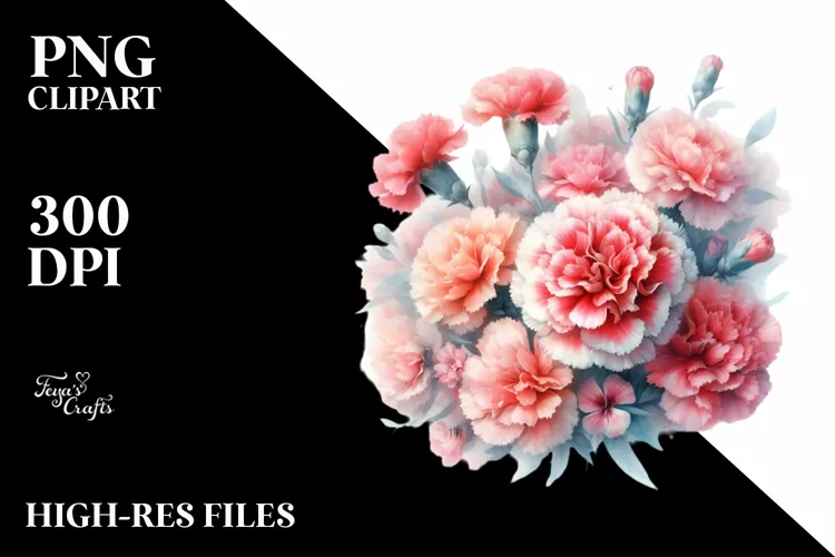 Vibrant Carnation | Sublimation | Clipart
