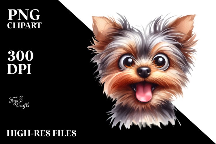 Enthusiastic Yorkshire Terrier | Sublimation | Clipart