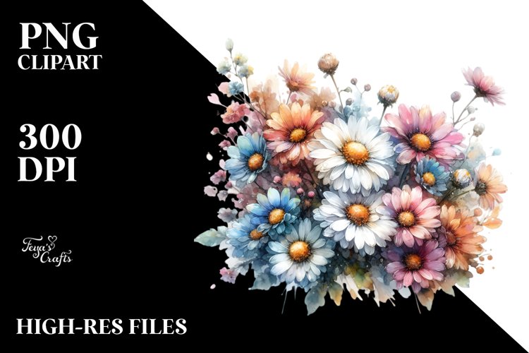Colorful Daisy Glossy Petals Washed