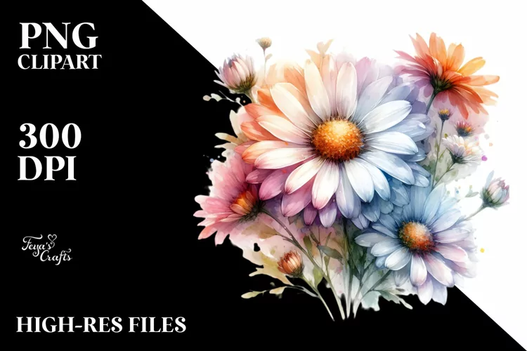 Colorful Daisy Glossy Petals Washed