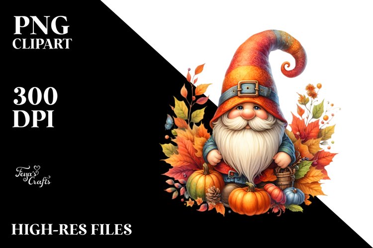 Autumn Gnome,Watercolor PNG
