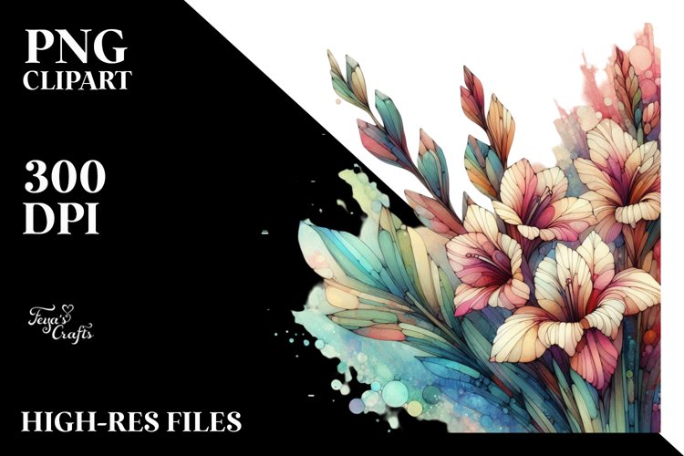 Stained Abstract Wooden Gladiolus | Clipart