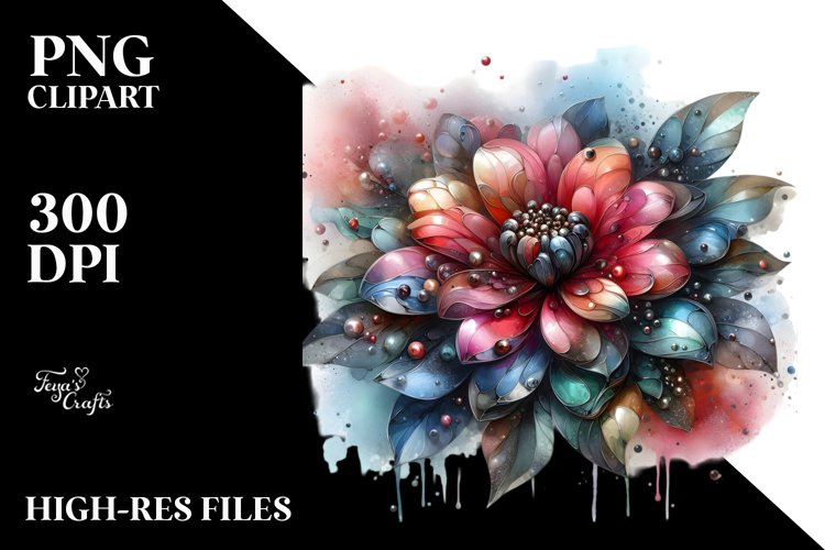 Abstract Zinnia with Metallic Insertions | Sublimation | example image 1