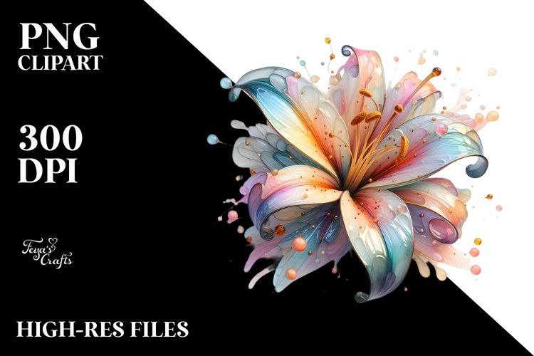 Abstract Lily in Pastel Watercolor PNG example image 1
