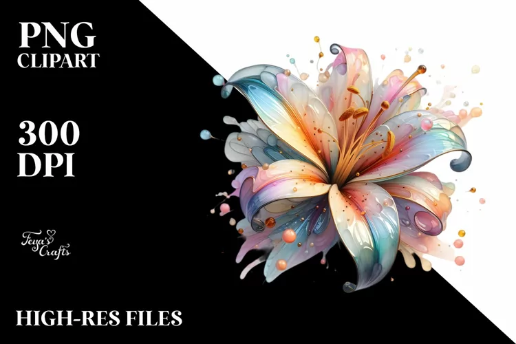 Abstract Lily in Pastel Watercolor PNG