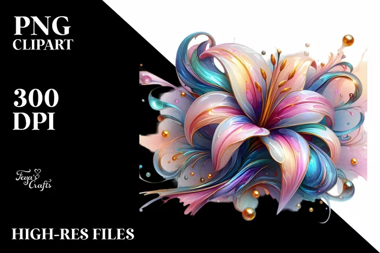 Vibrant Lily made of , Glossy PNG