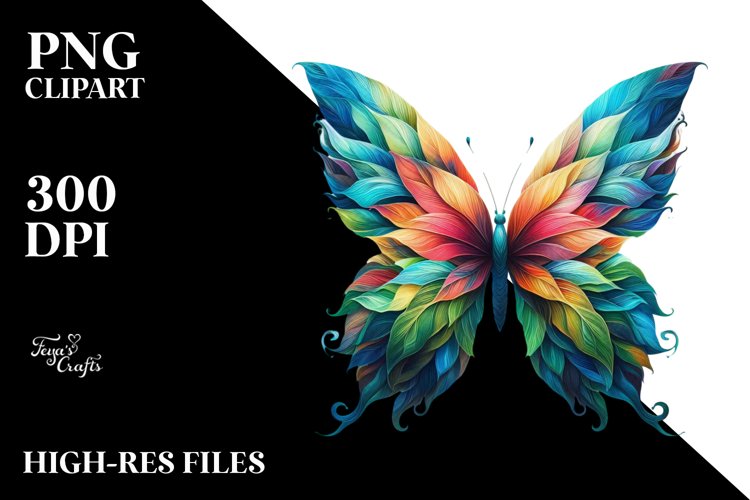Vibrant Abstract Butterfly PNG