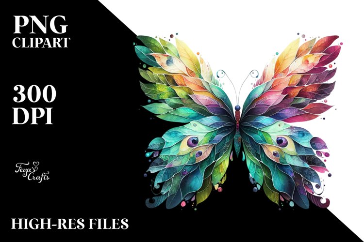 Abstract Vibrant Butterfly PNG example image 1