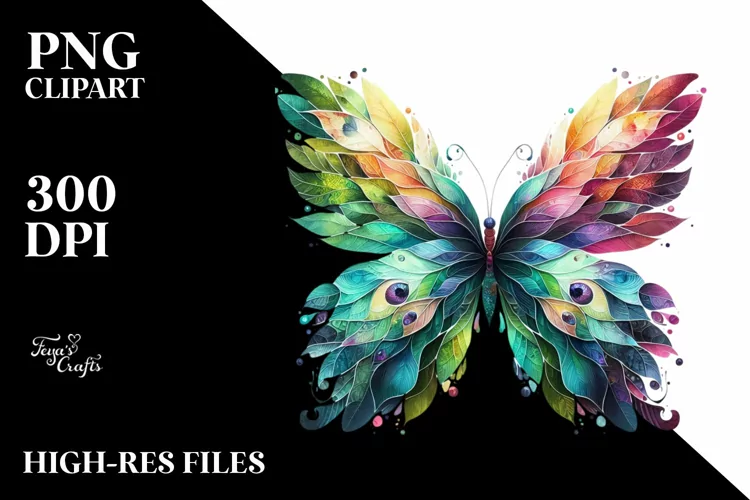 Abstract Vibrant Butterfly PNG