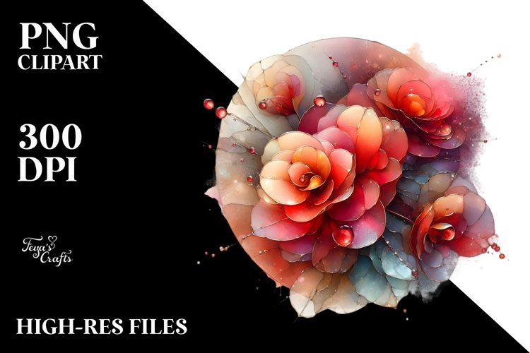 Abstract Shiny Begonia Material Round Watercolor