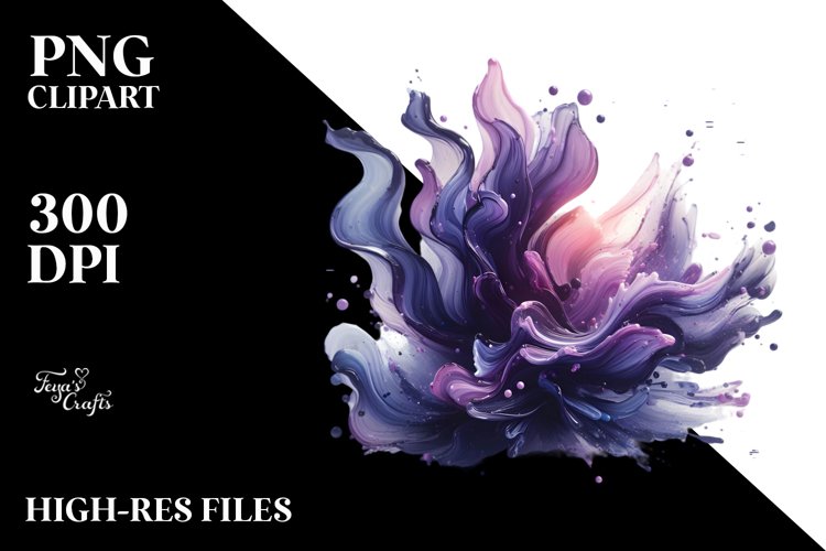 Abstract Floral Watercolor Splash Clipart example image 1