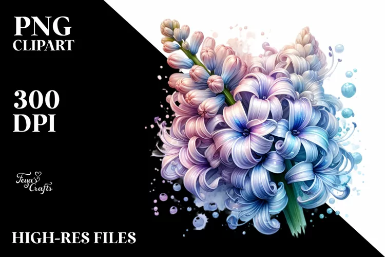 Pastel Glossy Hyacinth Watercolor Splash PNG