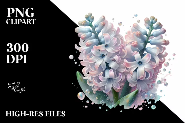 Pastel Glossy Hyacinth Watercolor Splash PNG