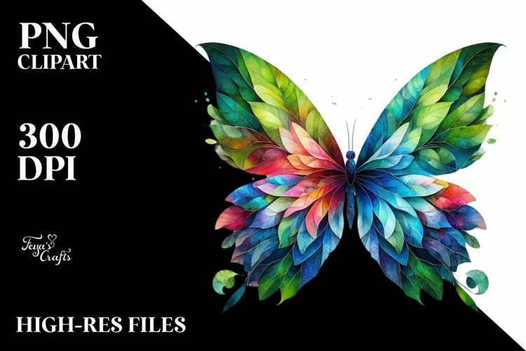 Vibrant Abstract Flower Butterfly PNG