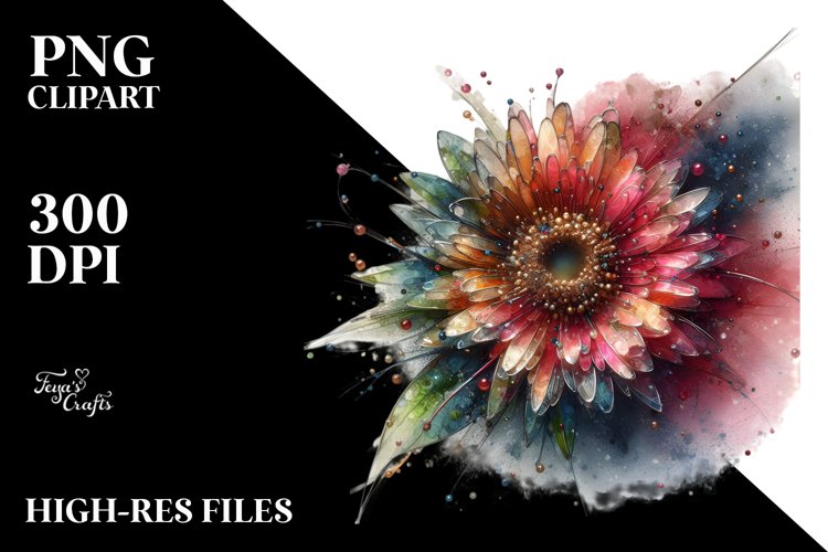 Abstract Artistic Gerbera Sublimation Clipart