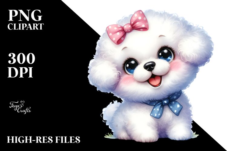 Cute Bichon Frise Watercolor PNG
