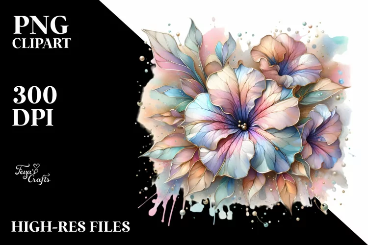 Abstract Pastel Shiny Petunia | Metallic Inserts
