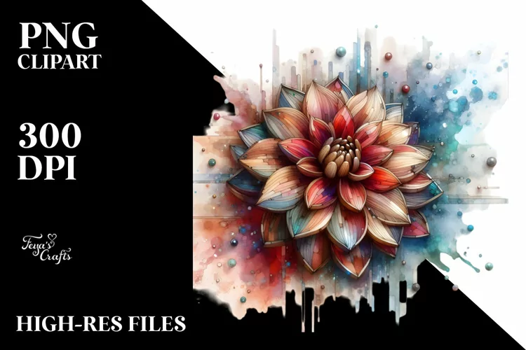 Abstract Dahlia Stained Metalic Splash