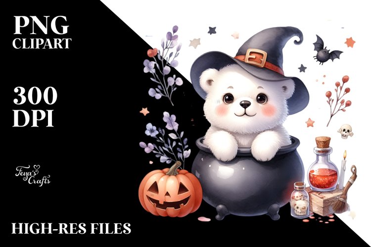 Cute Baby Polar Bear Halloween, High-Res PNG
