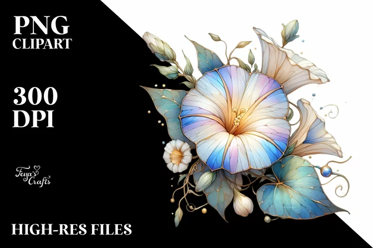Stained Morning Glory,Watercolor PNG