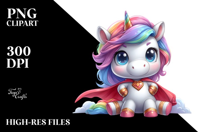 Cute Unicorn Hero Pose | Sublimation | Clipart