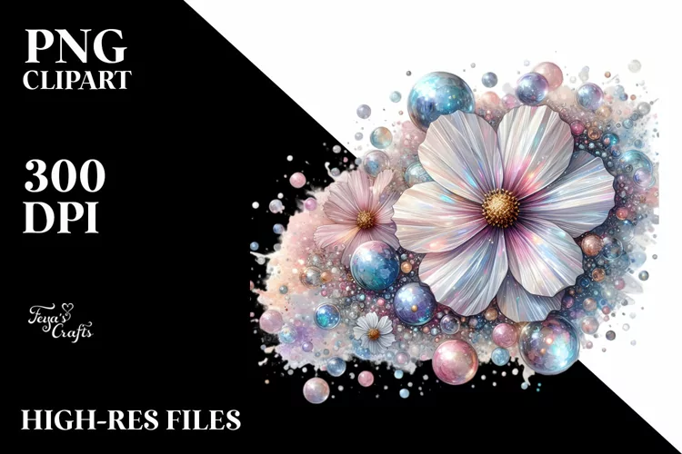 Vibrant Cosmos in Pastel, Translucent PNG
