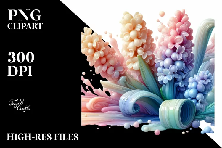 Abstract Pastel Glossy Hyacinth, PNG