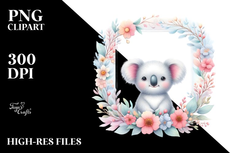 Colorful Koalafloral Frame | Sublimation | Clipart