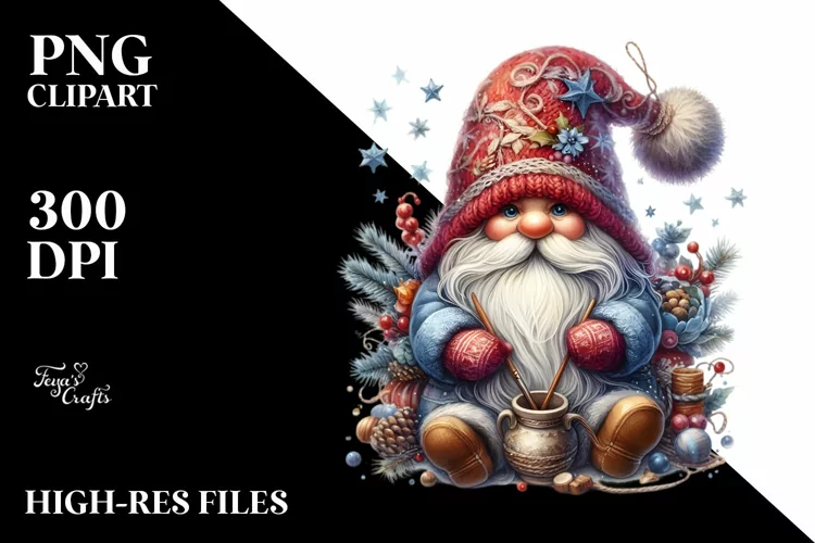 Winter Gnome,Watercolor PNG