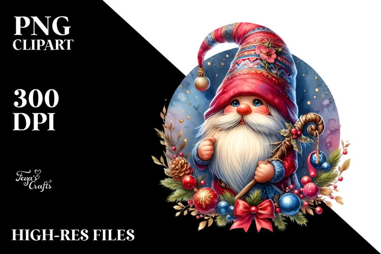 Christmas Gnome,Watercolor PNG