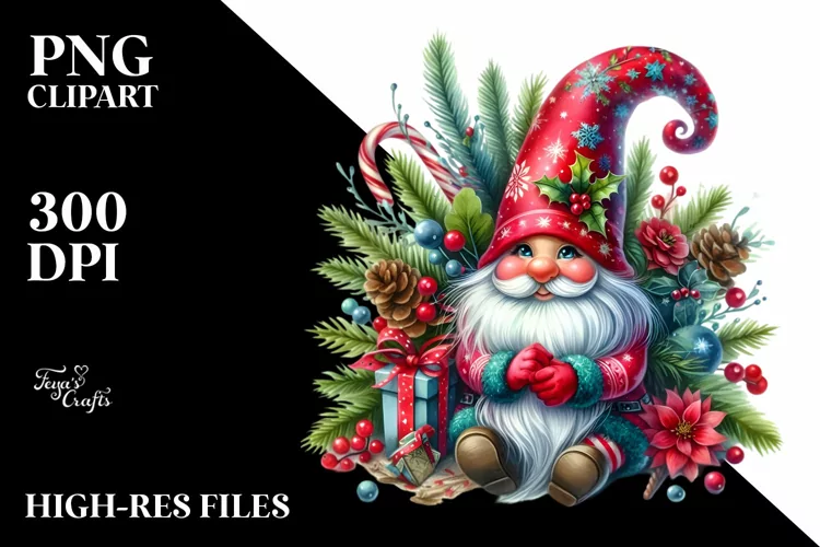 Christmas Gnome,Watercolor PNG