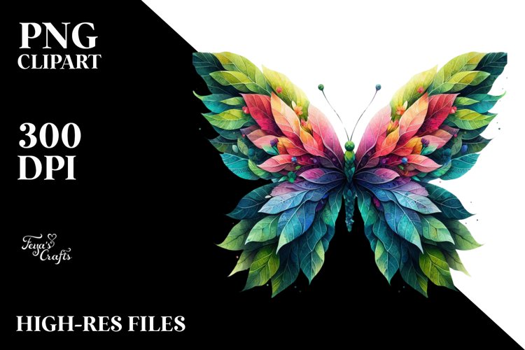 Butterfly with 3D Looking Flowers PNG