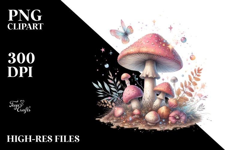 Magical Mushroom,Watercolor PNG