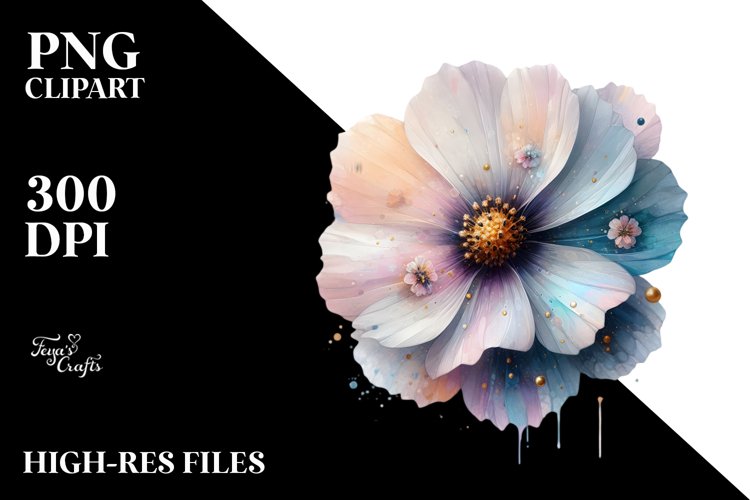 Glossy Cosmos,Watercolor PNG example image 1