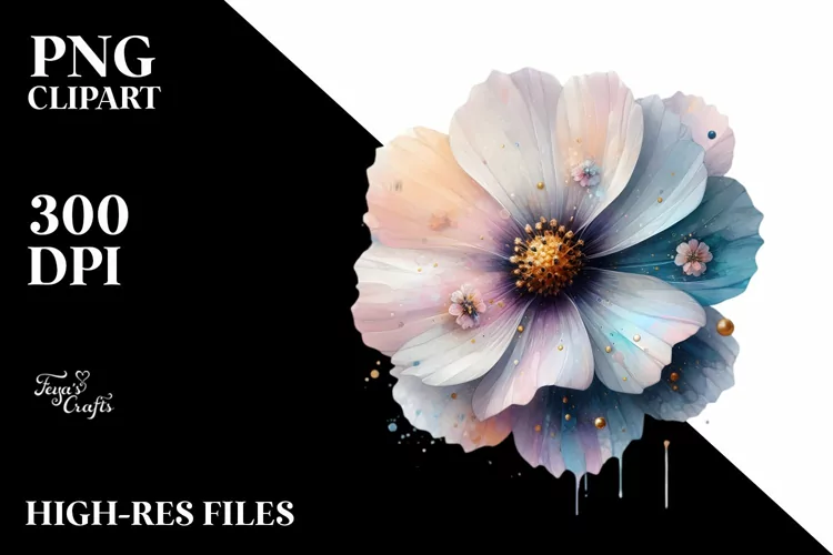 Glossy Cosmos,Watercolor PNG