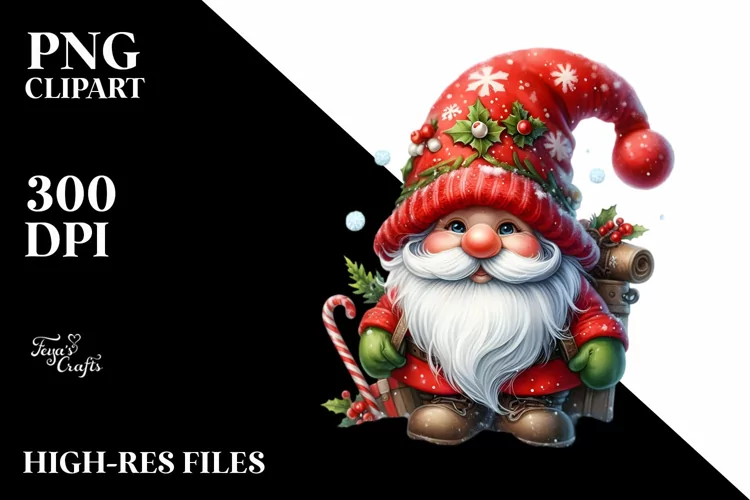 Christmas Gnome,Watercolor PNG