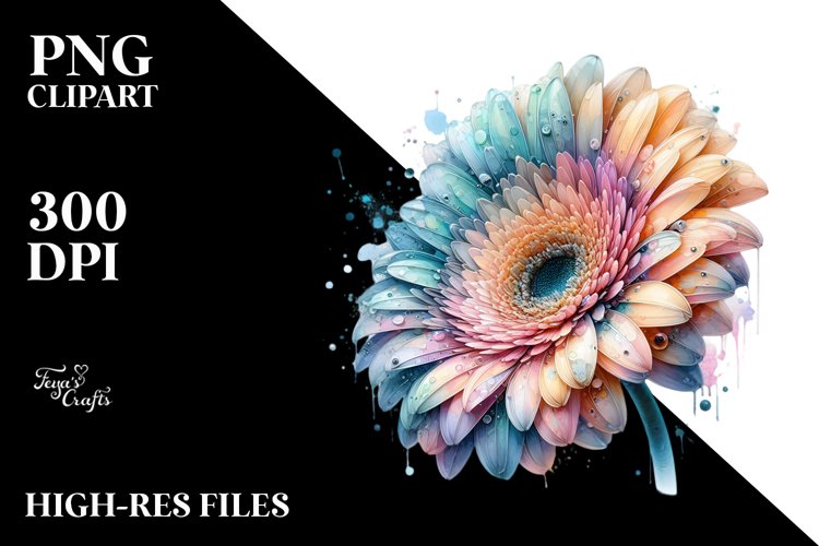 Vibrant Pastel Gerbera PNG example image 1