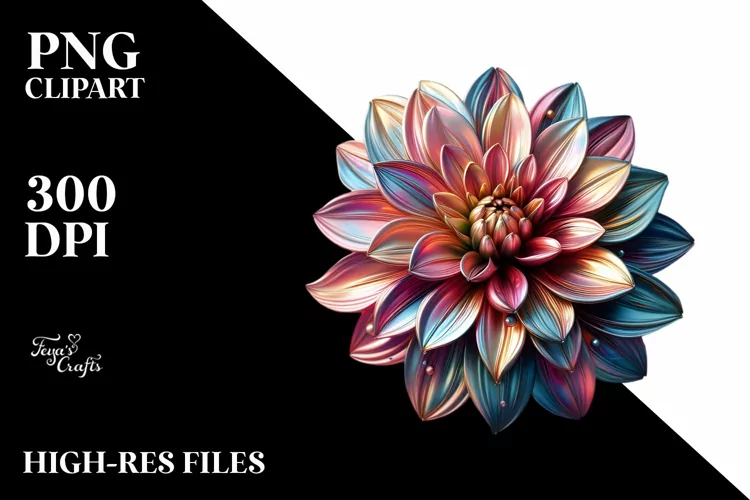 Abstract Shiny Dahlia Watercolor Splash
