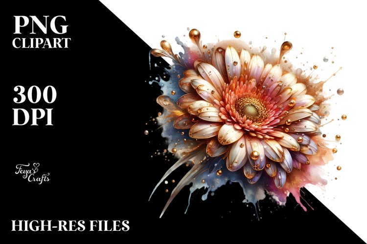 Abstract Glossy Gerbera Watercolor | Sublimation | Clipart