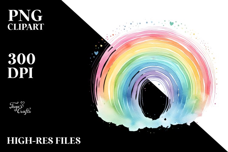 colorfull Watercolor Simple Ranbow | Sublimation Clipart example image 1