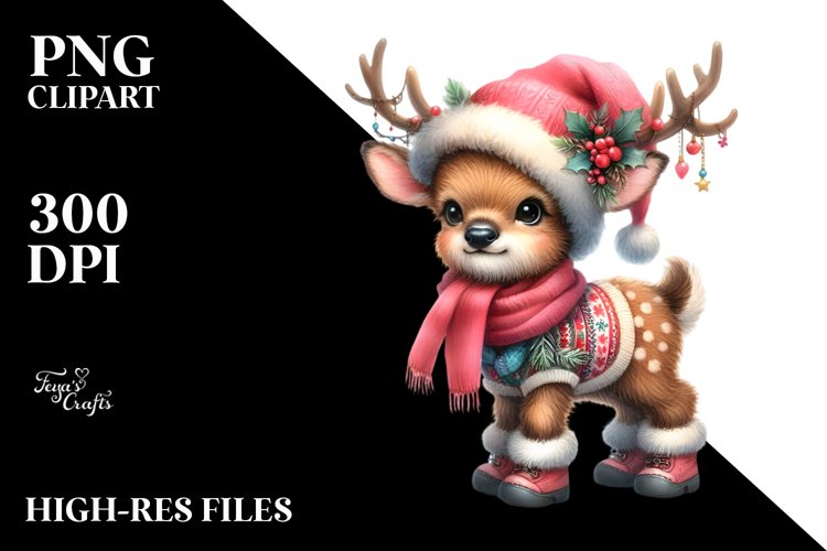 Cute Baby Elk Christmas | Sublimation Clipart